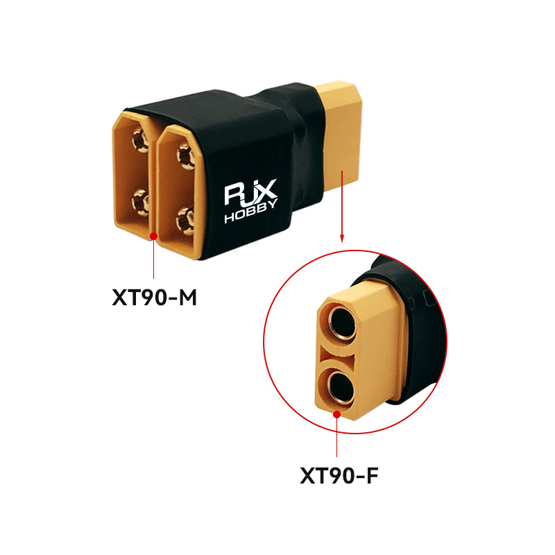 RJXHOBBY 1Pcs 2 XT90 male to XT90 female No wires in parallel connection harnesses Parallel Battery Connector Adapter