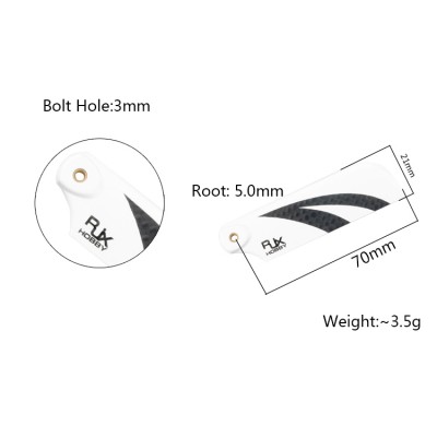 RJXHOBBY Black and White 70mm Tail CF Blades