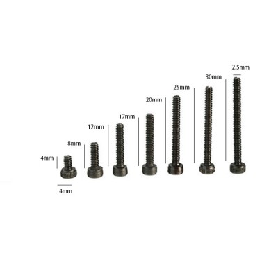 RJXHOBBY 100pcs M2.5 3mm-30mm Class 12.9 Alloy Steel Socket Head Caps Screws