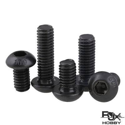 RJXHOBBY 100pcs M5 6-50mm Hex Socket Round Button Head Screw Grade10.9 Button Head Screws