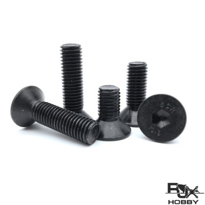 RJXHOBBY 100pcs M3 4-50mm 10.9 Grade High-strength Countersunk Hex Socket Screw Flat Head Hexagon Socket Screw Bolt