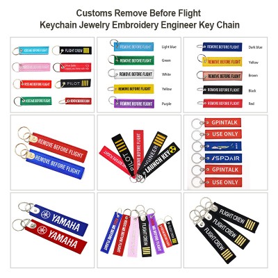 RJX Customs Remove Before Flight Keychain Jewelry Embroidery Engineer Key Chain