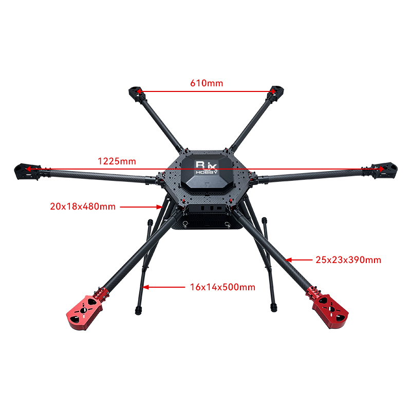 RJX1200C 6-Axis Carbon Fiber Umbrella Folding Hexacopter Frame with Motor Mounts ﻿