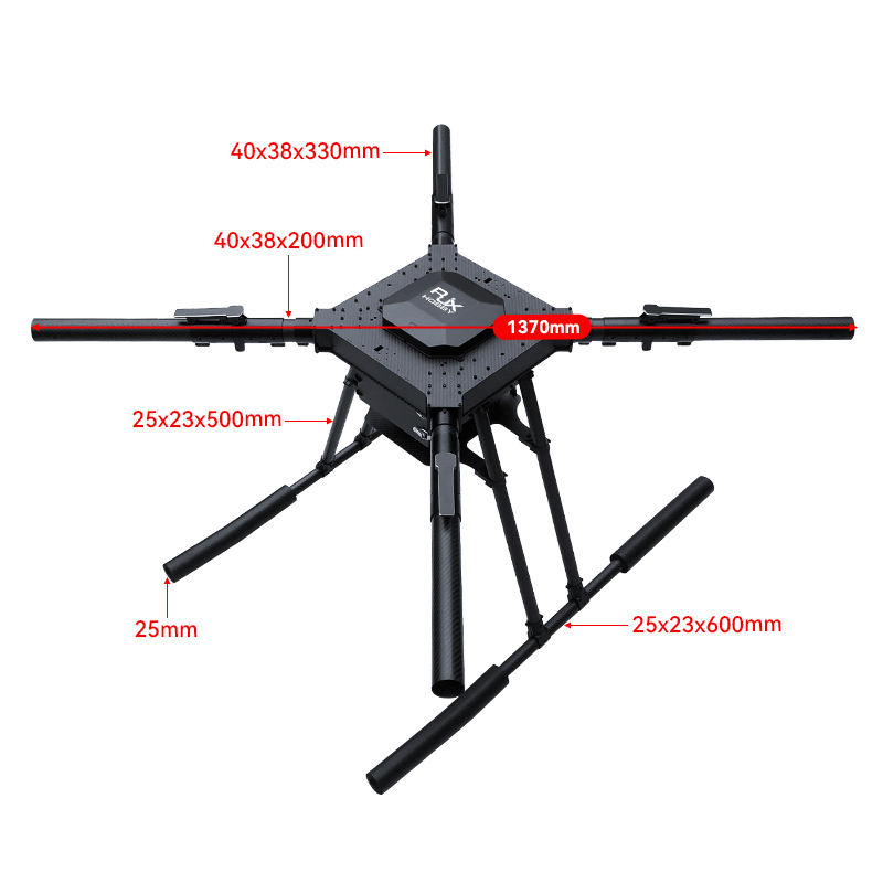 RJX1300C  4-Axis Carbon Fiber Folding Quadcopter Frame without motor mounts