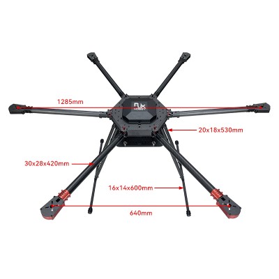 RJX1300 6-Axis Carbon Fiber Umbrella Folding Hexacopter Frame with Motor Mounts