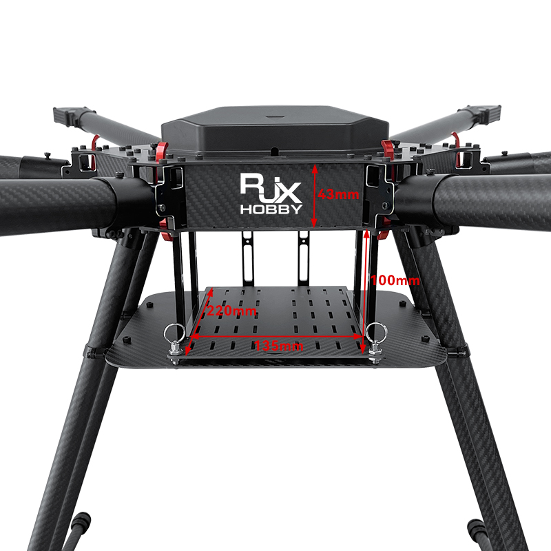 RJX1300 6-Axis Carbon Fiber Umbrella Folding Hexacopter Frame with Motor Mounts
