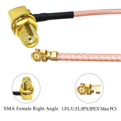 RJX 2 pcs SMA Female to Mini PCI U.fl IPX IPEX Connector Adapter RG178 Extension Cable for Wifi antenna 3.9”