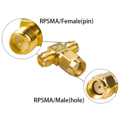 RJX 2pcs PRSMA Male Plug to 2 Dual RPSMA Female Triple T RF Coaxial Adapter Connector 3 Way