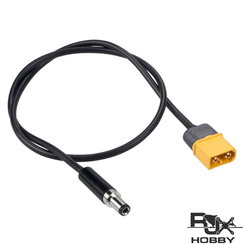 RJXHOBBY XT60 Male Bullet Connector to Male DC 5.5mm X 2.5mm DC5525 Rubber Power Cable for TS100 Electric Soldering Iron