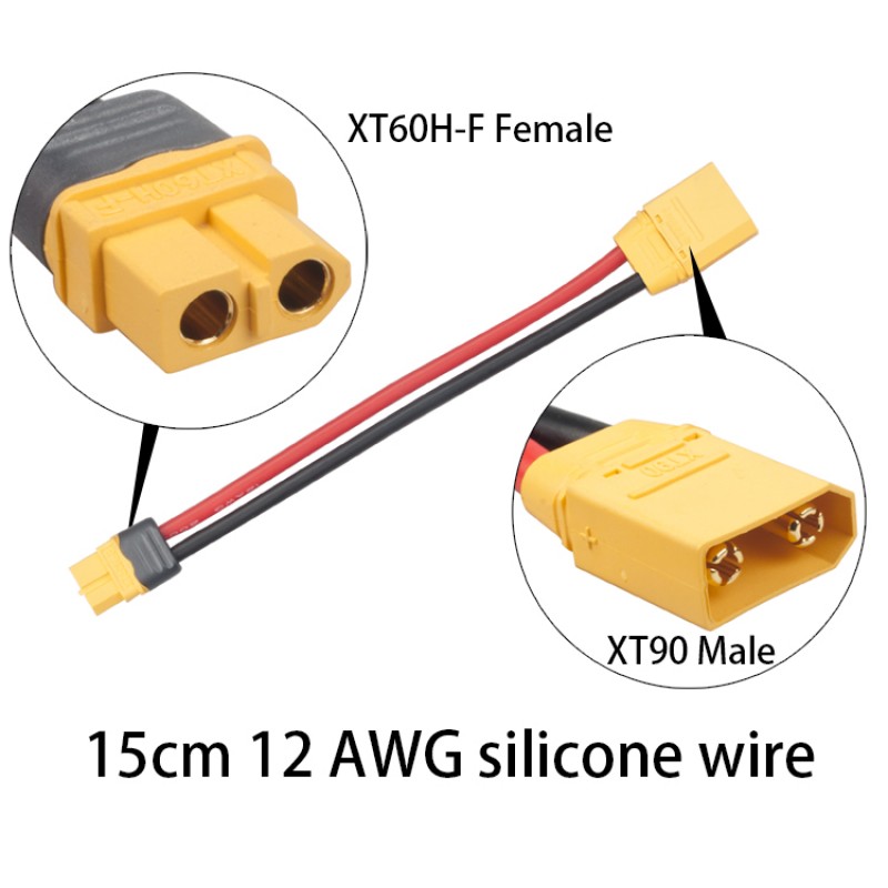 RJXHOBBY XT90 Male to XT60 Female Adapter 12AWG Wire 15cm Turnigy Drone FPV Lipo NiMH battery