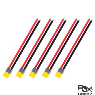 RJXHOBBY 5pcs XT60 Male Connector with Sheath Housing Connector with 150mm 12AWG Silicon Wire for RC Lipo Battery 