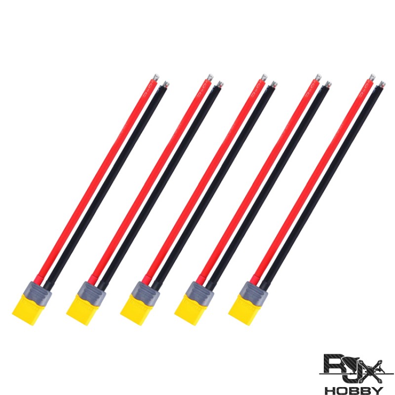 RJXHOBBY 5pcs XT60 Male Connector with Sheath Housing Connector with 150mm 12AWG Silicon Wire for RC Lipo Battery 