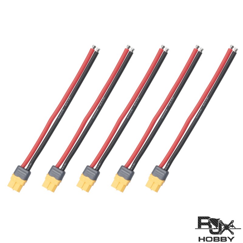 RJXHOBBY 5pcs XT60 Female Connector with Sheath Housing Connector with 150mm 12AWG Silicon Wire for RC Lipo Battery 