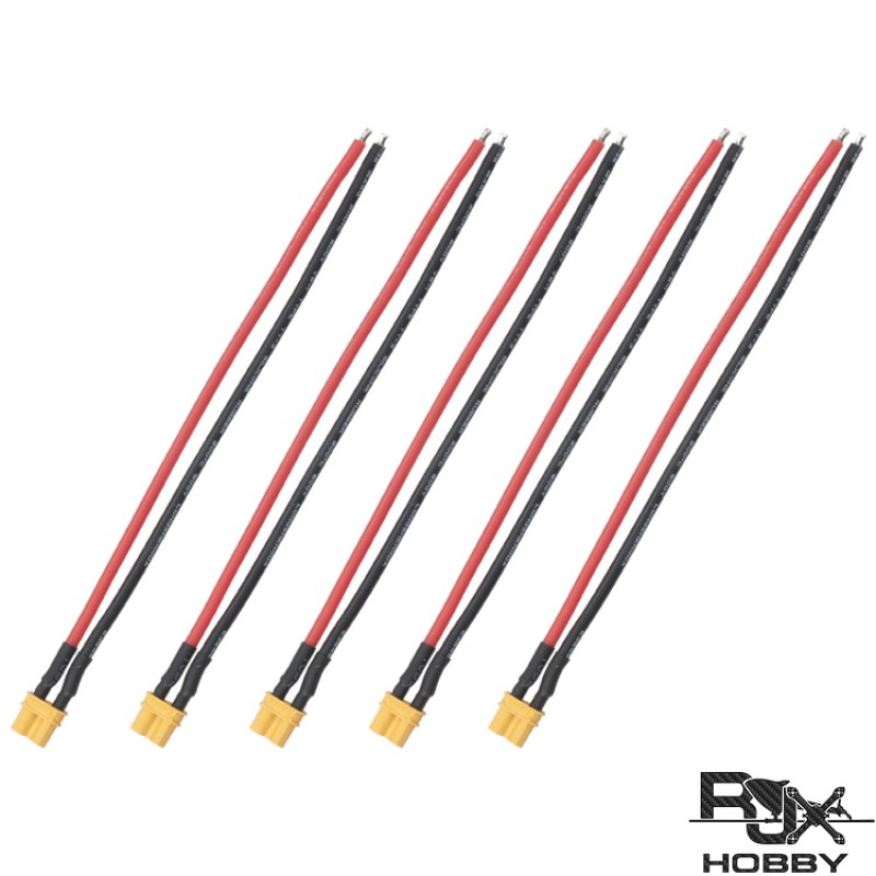 RJXHOBBY 5pcs XT30U Female Connector with 150mm 16AWG Silicone Wire for RC LiPo Battery FPV Racing Drone