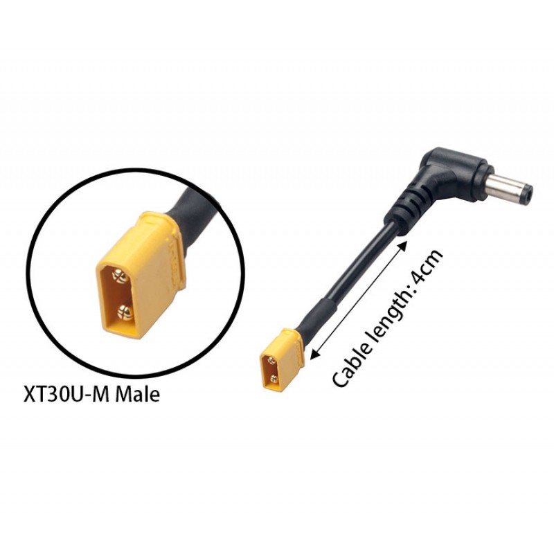 RJXHOBBY XT30U Male Plug DC 5.5mm x 2.5mm Male Adapter for FPV Lipo Battery & Drone Goggles