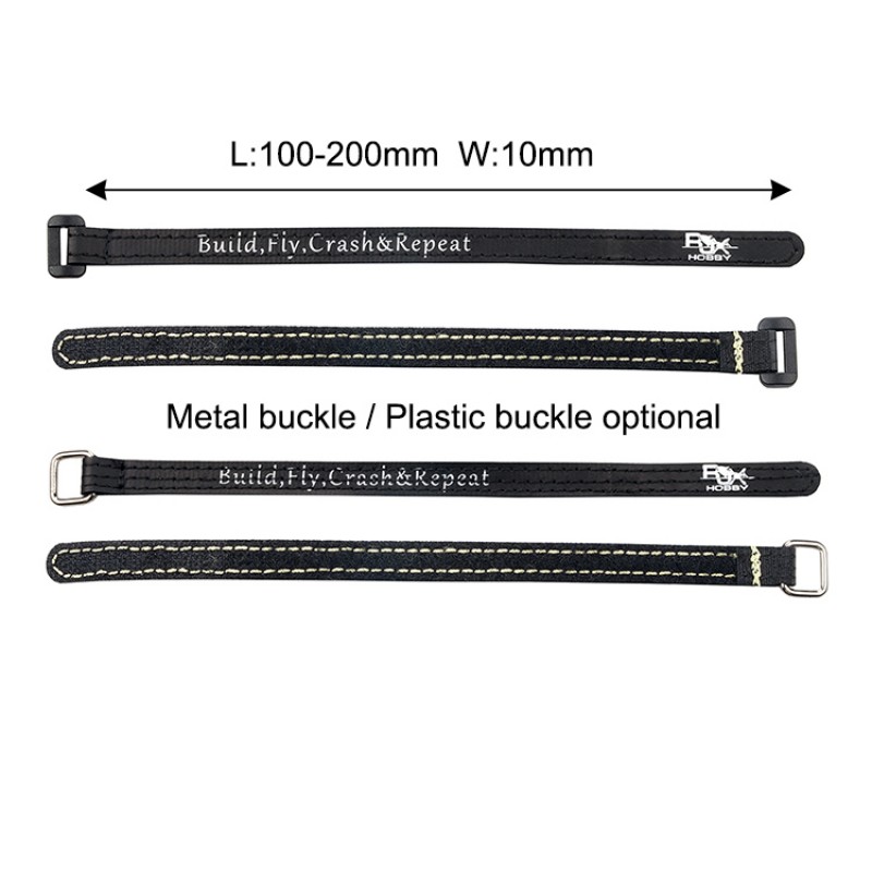 RJX Kevlar Stitched  Battery Strap w/ Metal Buckle– 4 Pack Black(Width: 10mm Length:100 /120 /130 /150 /170 /190 /200mm