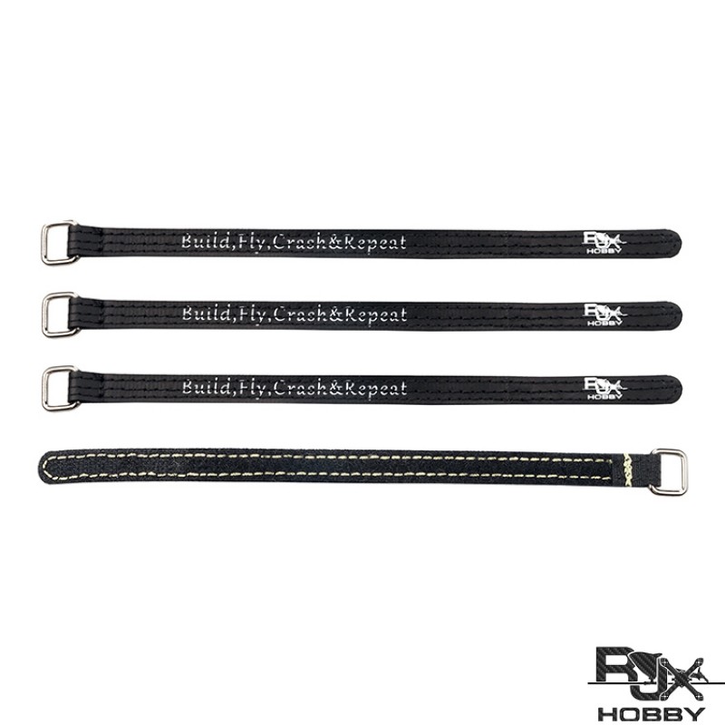 RJX Kevlar Stitched  Battery Strap w/ Metal Buckle– 4 Pack Black(Width: 10mm Length:100 /120 /130 /150 /170 /190 /200mm