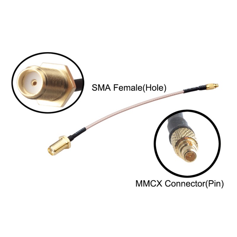 RJXHOBBY MMCX to SMA Female 120mm Low Loss FPV Antenna Extension Cable Antenna Adapter