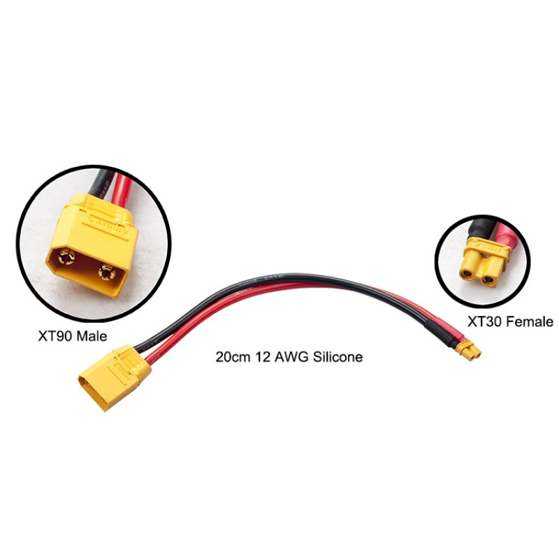 RJXHOBBY XT90 Male & XT30U Female Wireless Adapter 12AWG wire