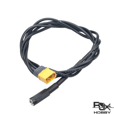 RJXHOBBY XT60 Male Bullet Connector to Female DC 5.5mm X 2.1mm DC5521 Rubber Power Cable