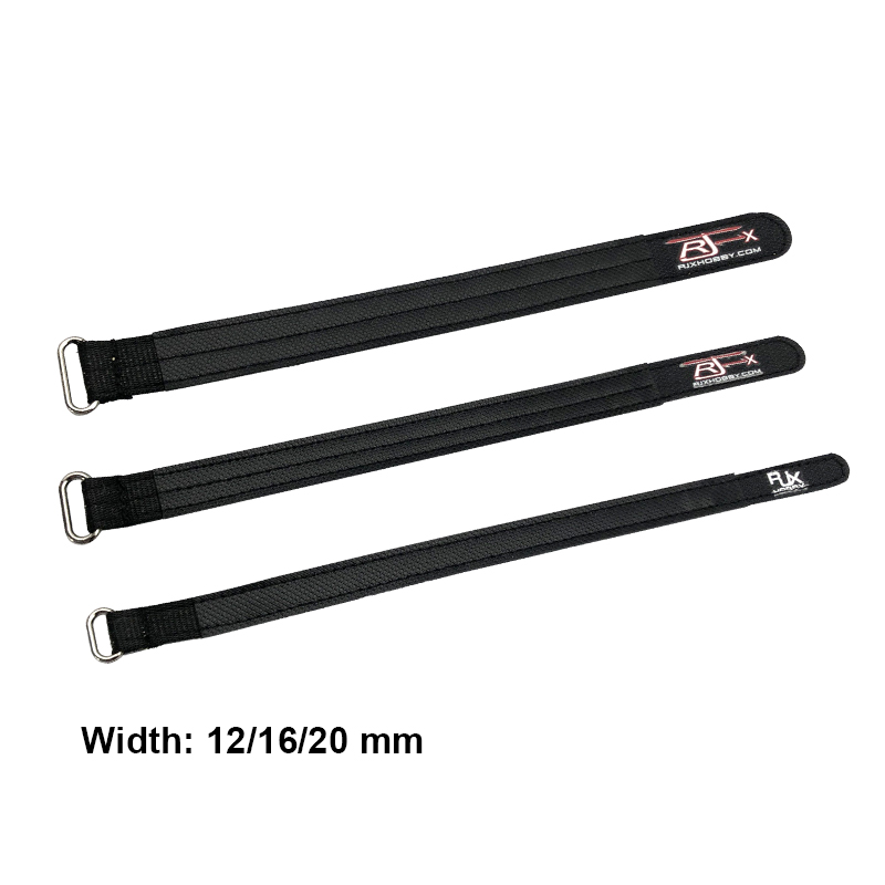 RJXHOBBY 2pcs Kevlar Battery Strap Kevlar Stitching Rubber Grip and Metal Buckle(Width: 16mm Length:150-400mm)