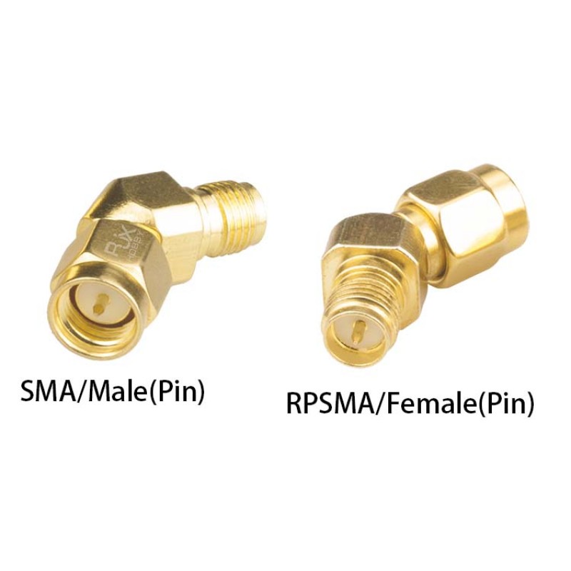 RJXHOBBY 2pcs SMA Male to RP SMA Female 45 Degree Antenna Adpater Connector For FPV Race RX5808 Fatshark Goggles Antenna 