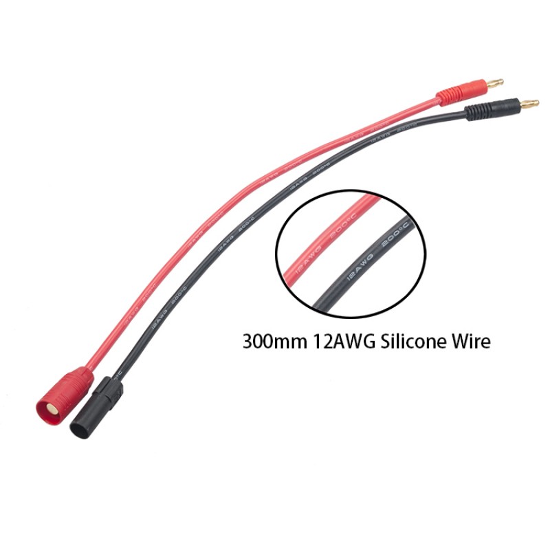 RJXHOBBY XT150 AS150  Anti-Spark Male to 4mm Bullet Banana plug Battery Charging Leads 300mm 12AWG