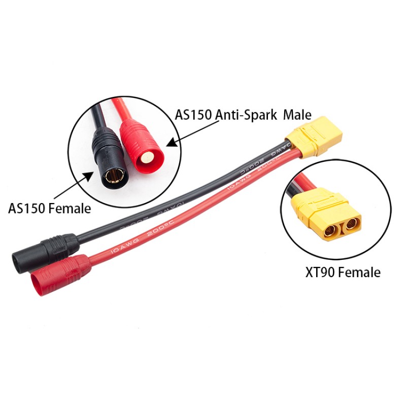 RJXHOBBY AS150 Anti-Spark  Male  Female  to XT90 Female 150mm 10AWG wire