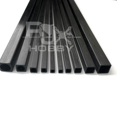 RJX 1pcs 1000mm Square Pultruded Carbon Fiber Tube Outside Square Inside Round OD:2-5mm