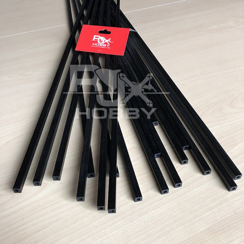 RJX 1pcs 1000mm Square Pultruded Carbon Fiber Tube Outside Square Inside Round OD:10mm