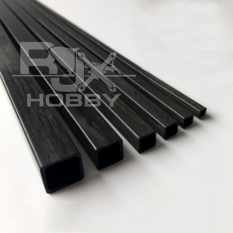 RJX 1pcs 1000mm Square Pultruded Carbon Fiber Tube Outside Square Inside Square OD:8-10mm