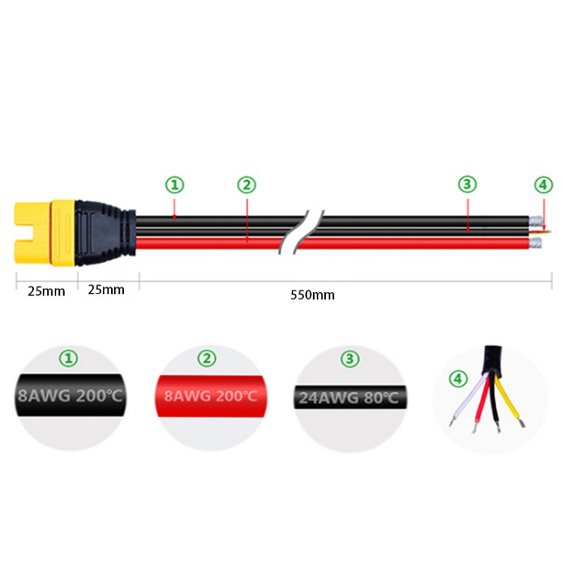 RJXHOBBY Amass AS150U Connector Anti Spark with Signal Pin with Short Silicone Wire Protective Cover (Female)