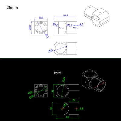 RJX 16/ 20/25mm Carbon Fiber T-Piece