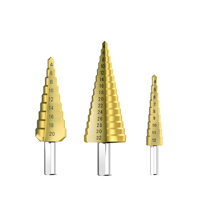 RJX 4-20mm HSS 6542 Titanium Coated Metal Step Drill Bit Cut Tool Set High Speed Steel Hole Cutter Cone Center Drill