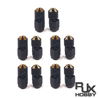RJX 5 Pair Amass MT60 Three-hole Plug Connector Black Male & Female 