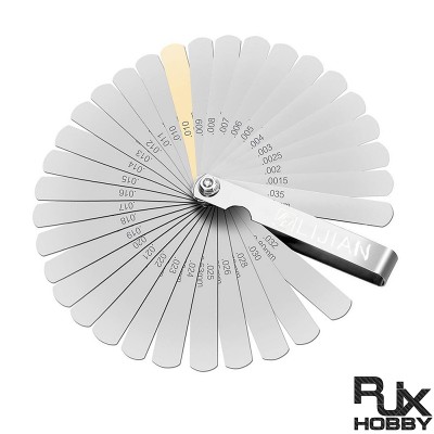 RJX 32PCS Blades Steel Feeler Gauge 0.0015-0.035 inch/ 0.04-0.88mm Dual Marked Metric and Imperial Gap Measuring Tool