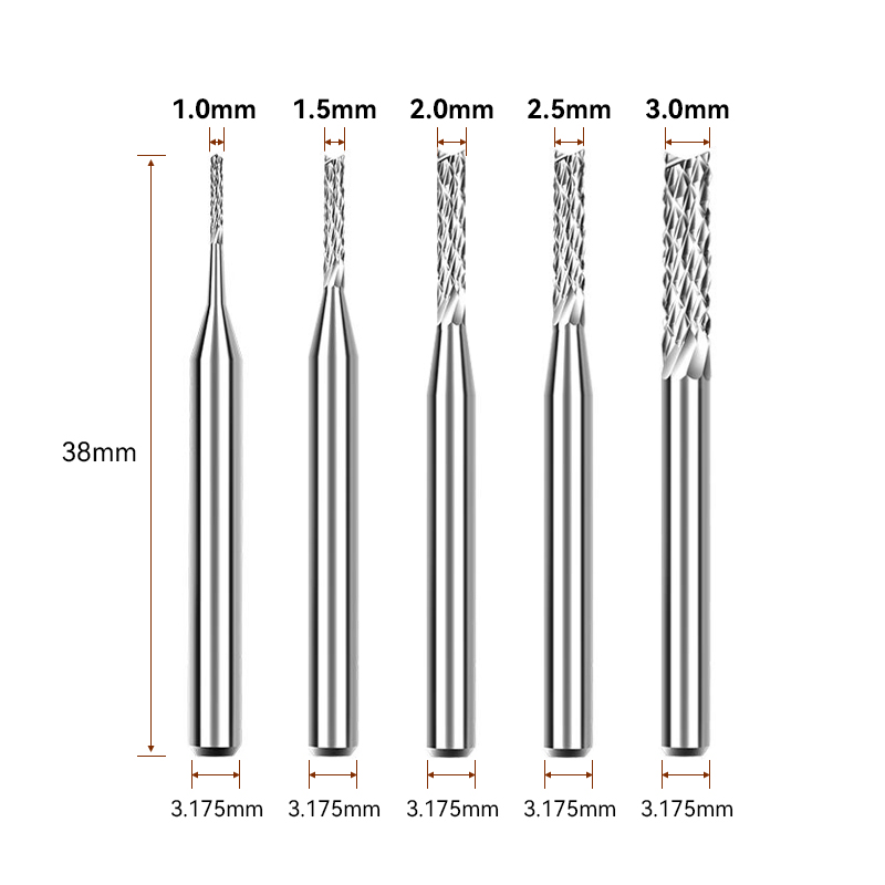 RJX 1.0 1.5 2.0 2.5 3.0mm PCB Engraving Milling Cutter Carbide Bits