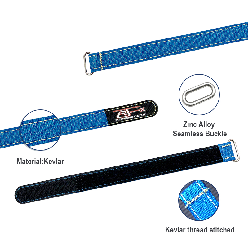 RJXHOBBY 2pcs Zinc Alloy Seamless Buckle Kevlar Battery Strap(Width: 20mm Length:200 -1000mm )