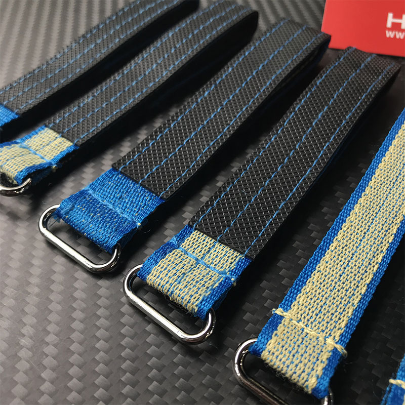 RJXHOBBY 2pcs Kevlar Battery Strap Kevlar Stitching Rubber Grip and Zinc Alloy Seamless Buckle(Width: 16mm Length: 150 -400mm)