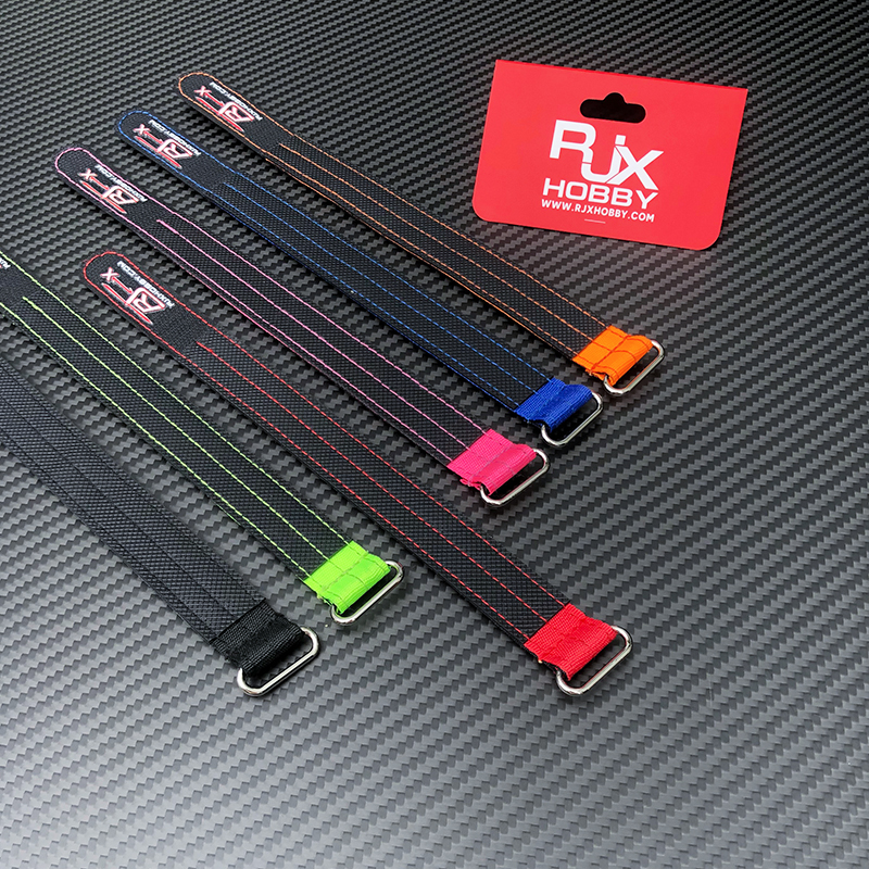 RJXHOBBY 2pcs Kevlar Battery Strap Kevlar Stitching Rubber Grip and Zinc Alloy Seamless Buckle(Width: 20mm Length: 200-400mm)