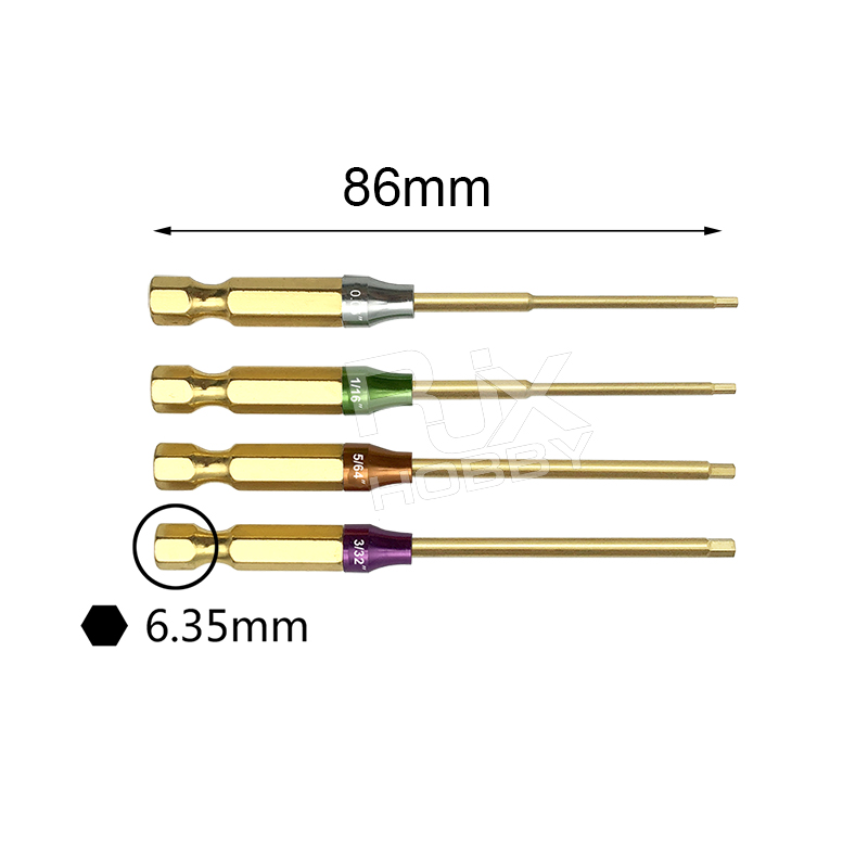 RJX 6.35mm Hex Screw driver 0.05", 1/16", 5/64", 3/32"