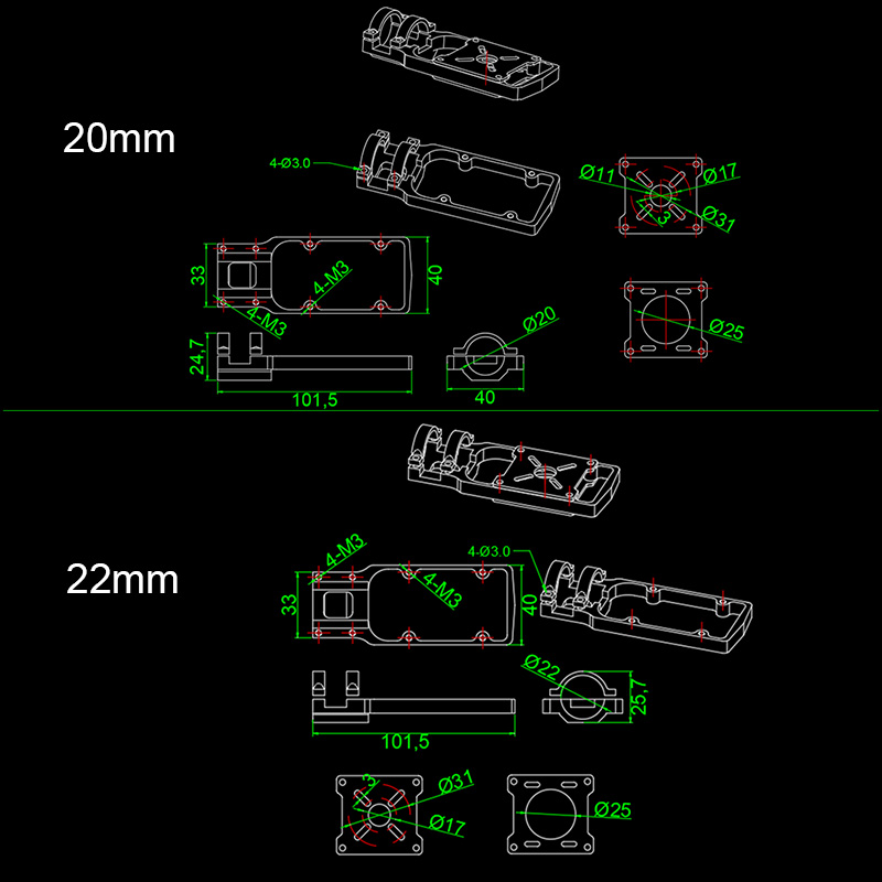 RJX 1pcs 20mm 22mm 25mm Carbon Tube Metal Aluminium Alloy Motor Mount Seat for DIY Quadcopter Frame Kit Parts Accessories