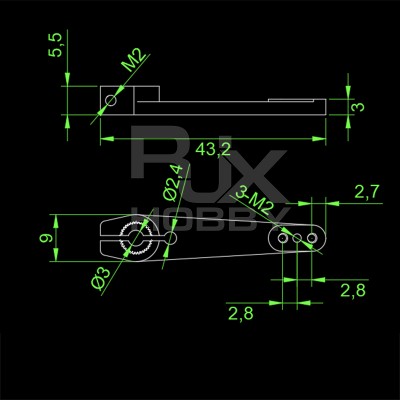 RJX 1pcs 25T metal fixed wing servo arm for GDW 596/893 70E