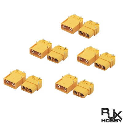 RJXHOBBY 5Pair XT90PW Male Female Horizontal Connector 4.5mm Brass Gold Banana Bullet Plug For RC Lipo Battery PCB Board Parts
