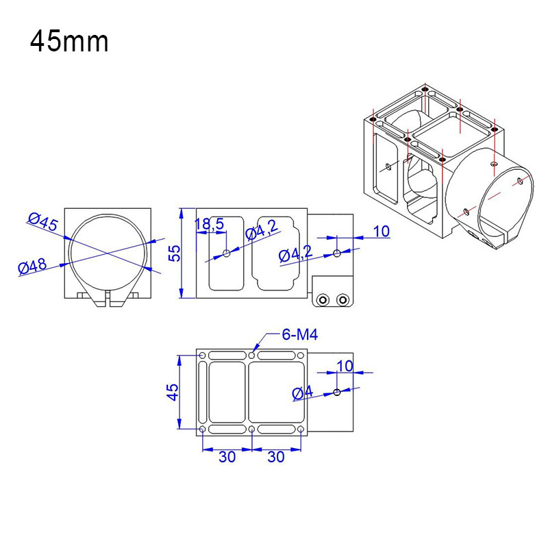 RJX 1pcs Aluminum alloy 25 30 35 40 45 50 60mm Center Plate Mount Holder for RC Multirotor Drone
