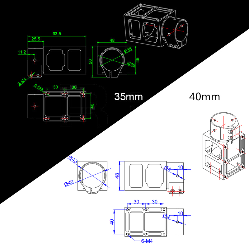 RJX 1pcs Aluminum alloy 25 30 35 40 45 50 60mm Center Plate Mount Holder for RC Multirotor Drone