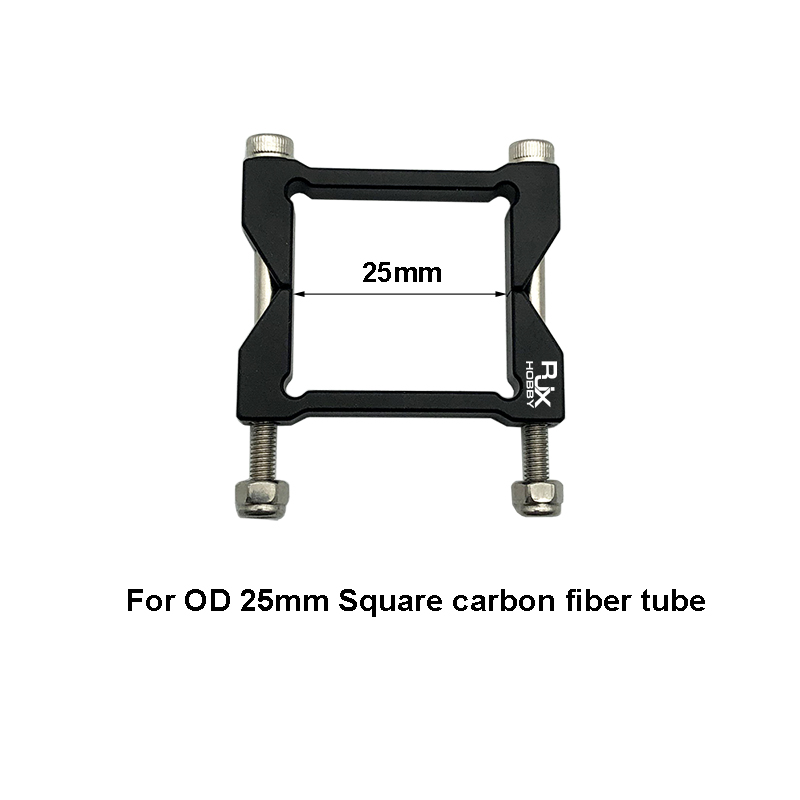 RJX Square Aluminum Tube Clamp for 25mm Square Carbon Fiber Tubes