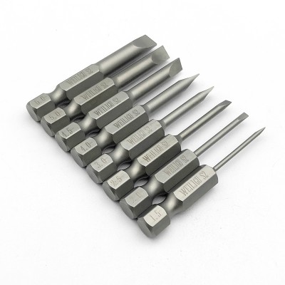 RJX 1/4 Inch 6.35mm 8pcs 1.5 / 2.0 / 2.5 / 3.0 / 4.0 / 4.5 / 5.0 /6.0mm Flat Head Screw driver