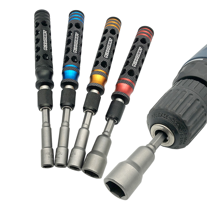 RJX 1/4 Inch 6.35mm 7pcs 6.0 / 7.0 / 8.0 / 9.0 / 10 / 12 / 14mm Nut Drivers