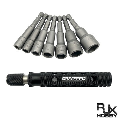 RJX 7pcs 1/4 Inch 6.35mm Length 65mm 6.0 / 7.0 / 8.0 / 9.0 / 10 / 12 / 14mm Nut Drivers